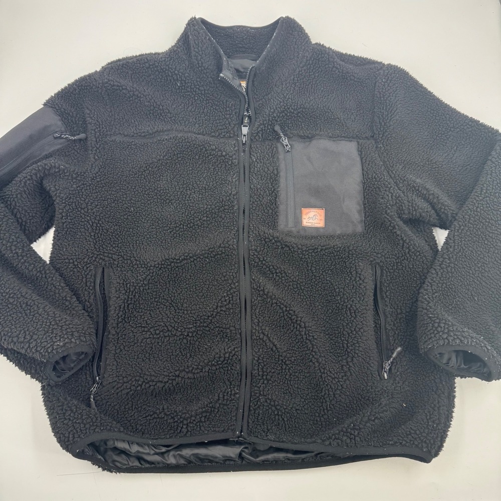 Yellowstone Fleece Jacket Black Sherpa Full‎ Zip Mens Size Large
